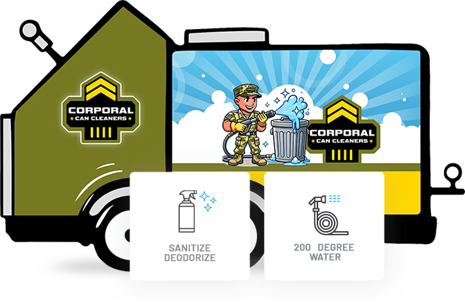 Corporal Can Cleaners trailer with sanitize & deodorize and 200 degree water badges