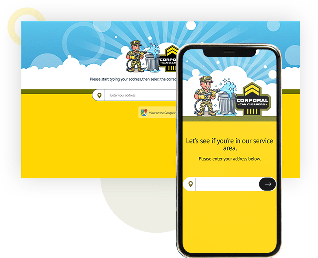 Corporal Can Cleaners online sign up form on desktop and mobile